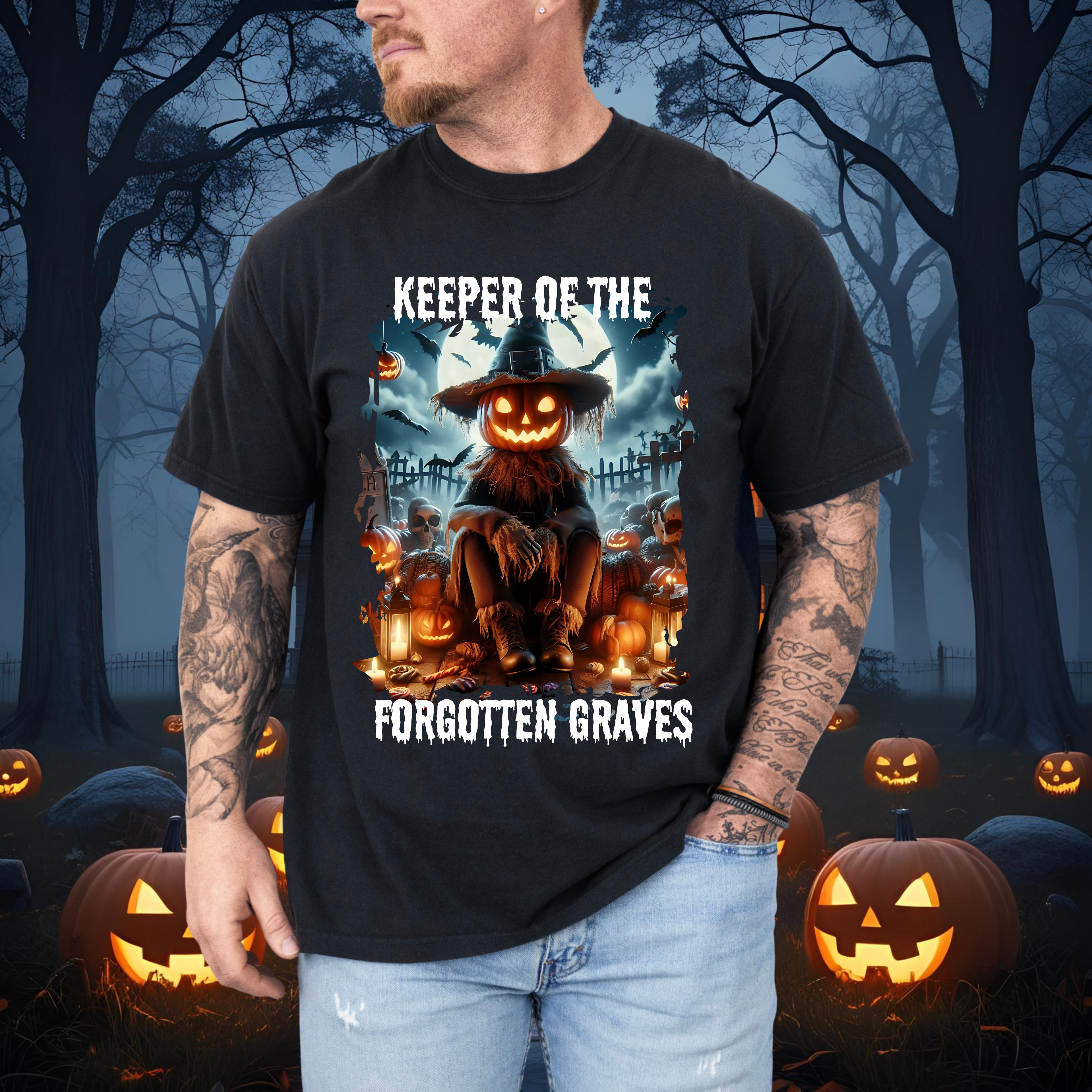 Keeper of the Forgotten Graves Halloween Scarecrow T-Shirt