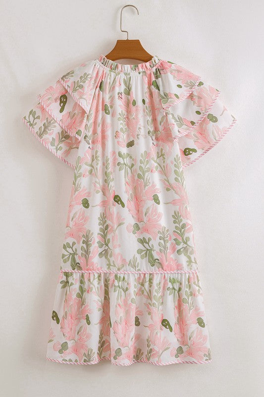 Floral Print Short Dress - PLUS SIZE