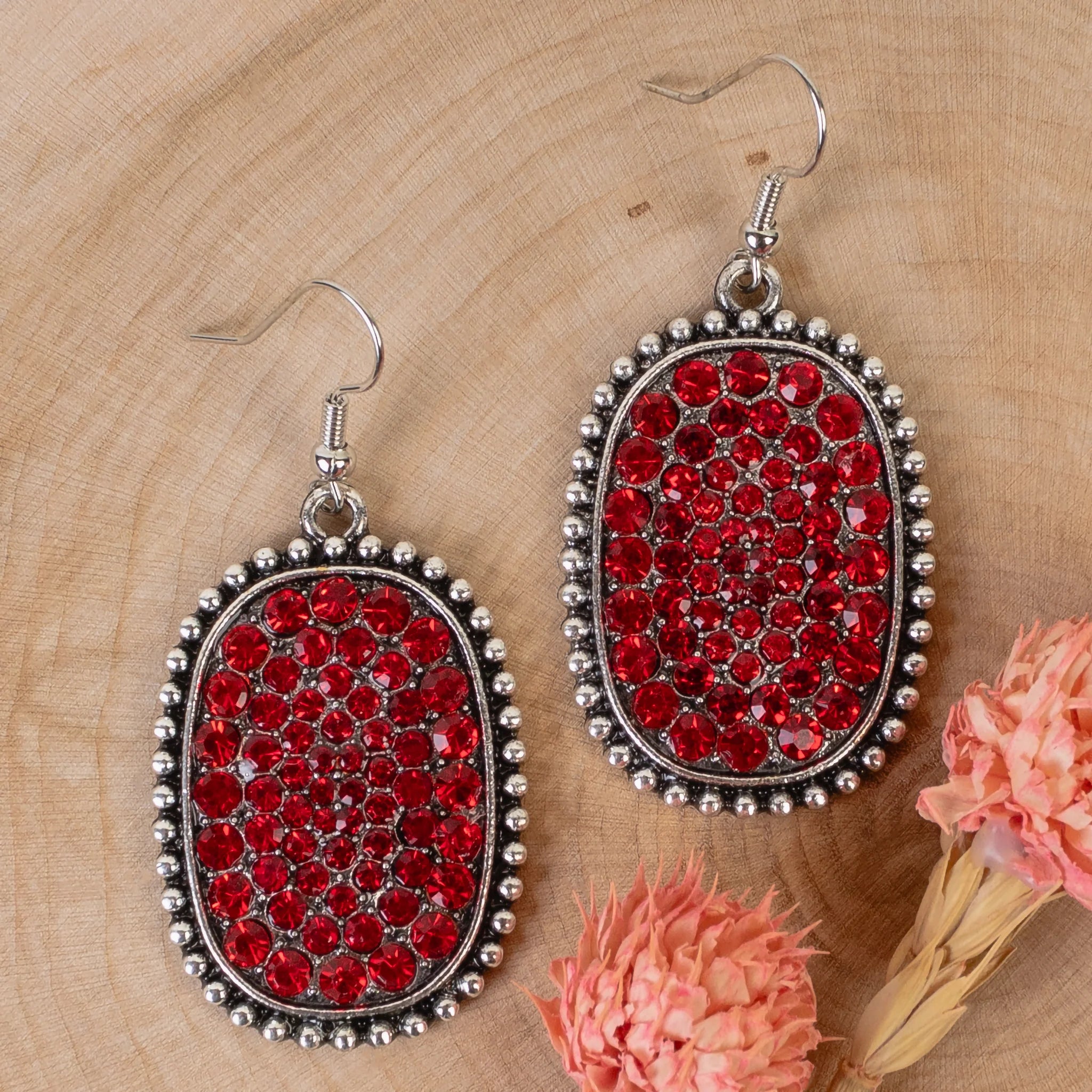 Crystal Drop Earring - Red