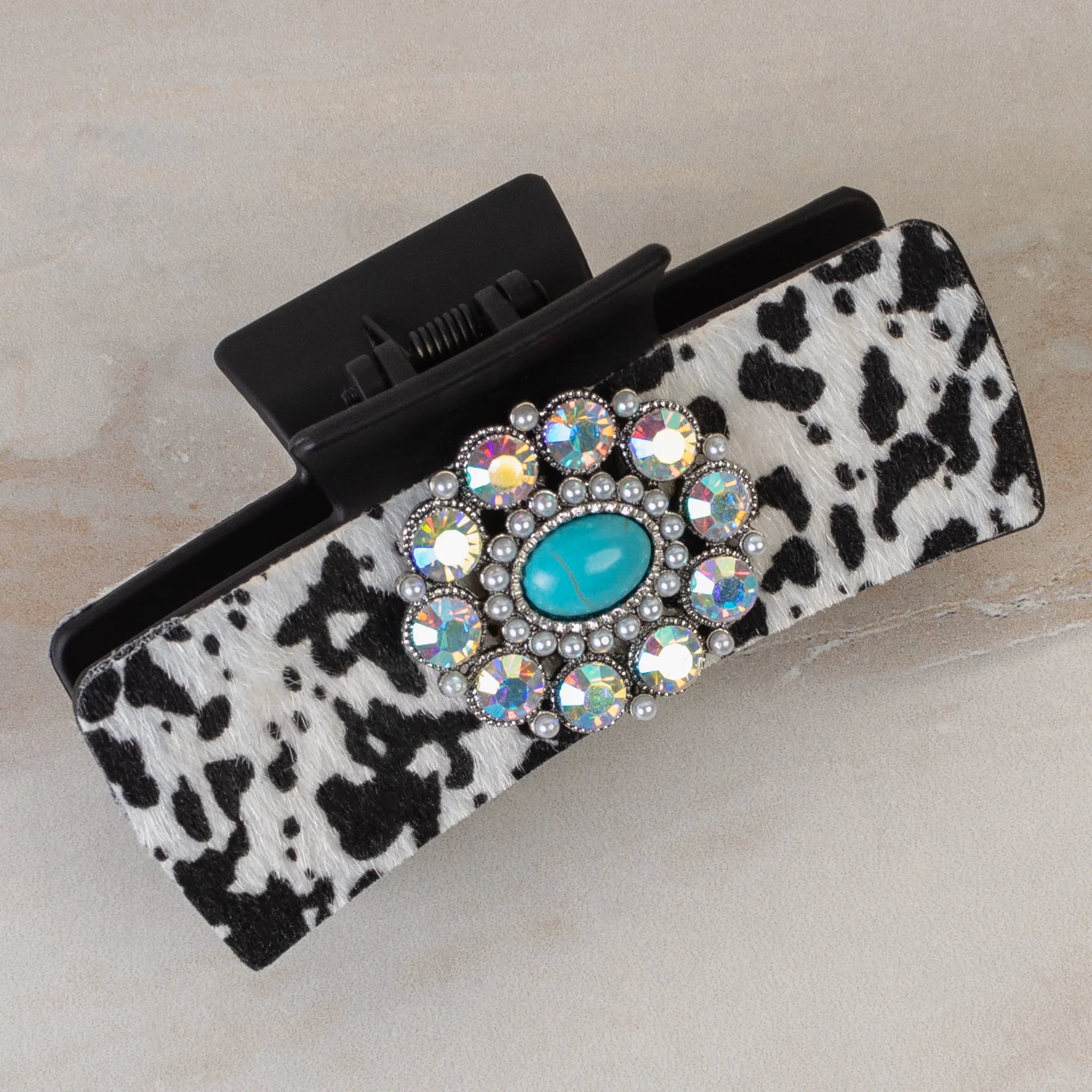Squash Bloom Claw Clip - Black (Crystals)