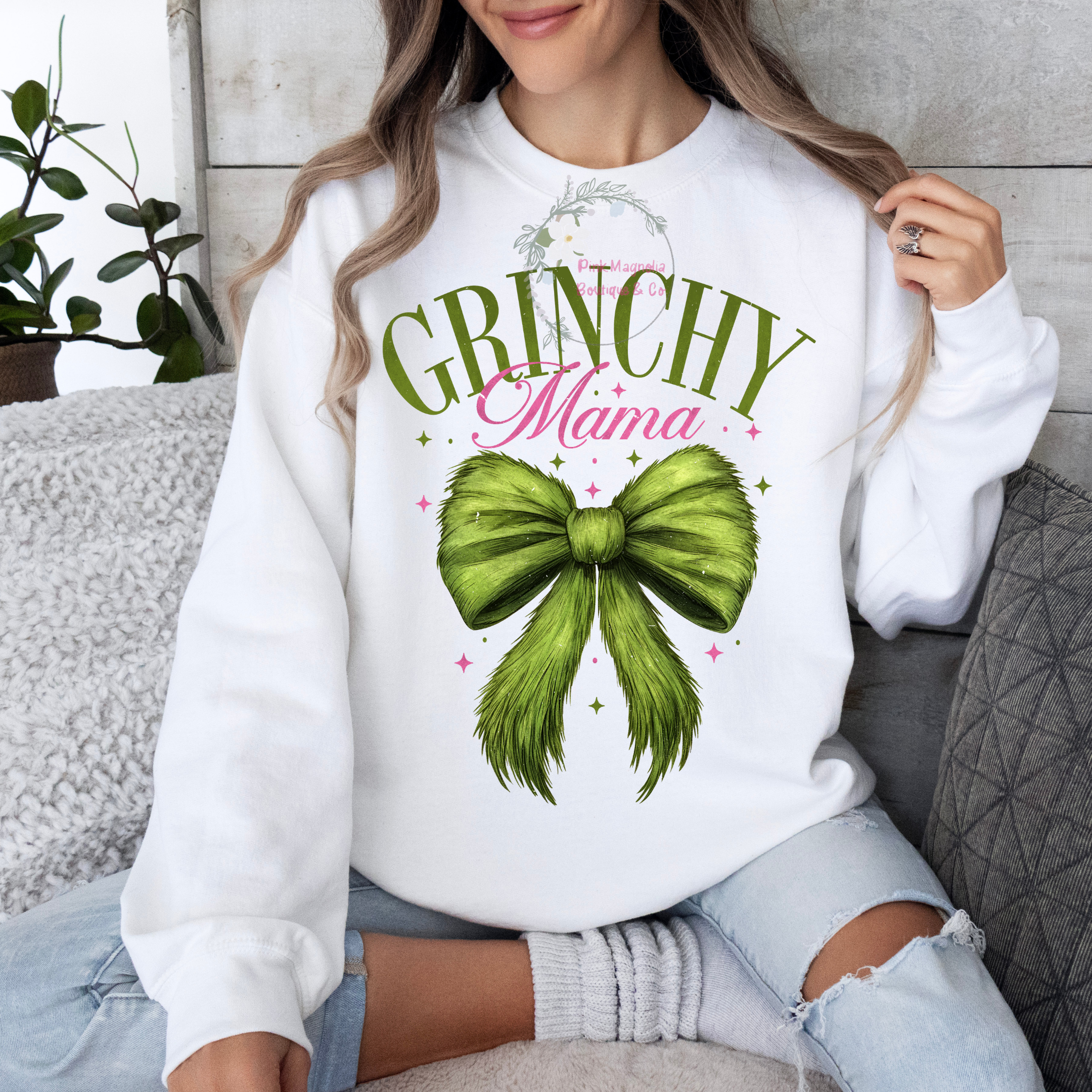 Grinchy Mama Crew - White