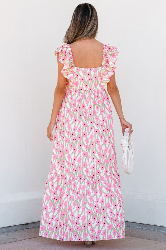 Pink Floral Maxi Dress