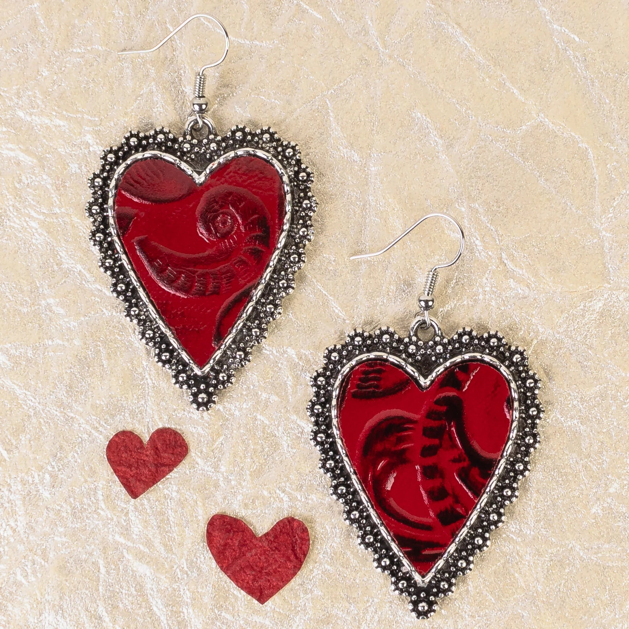 Western Heart Earring - Red