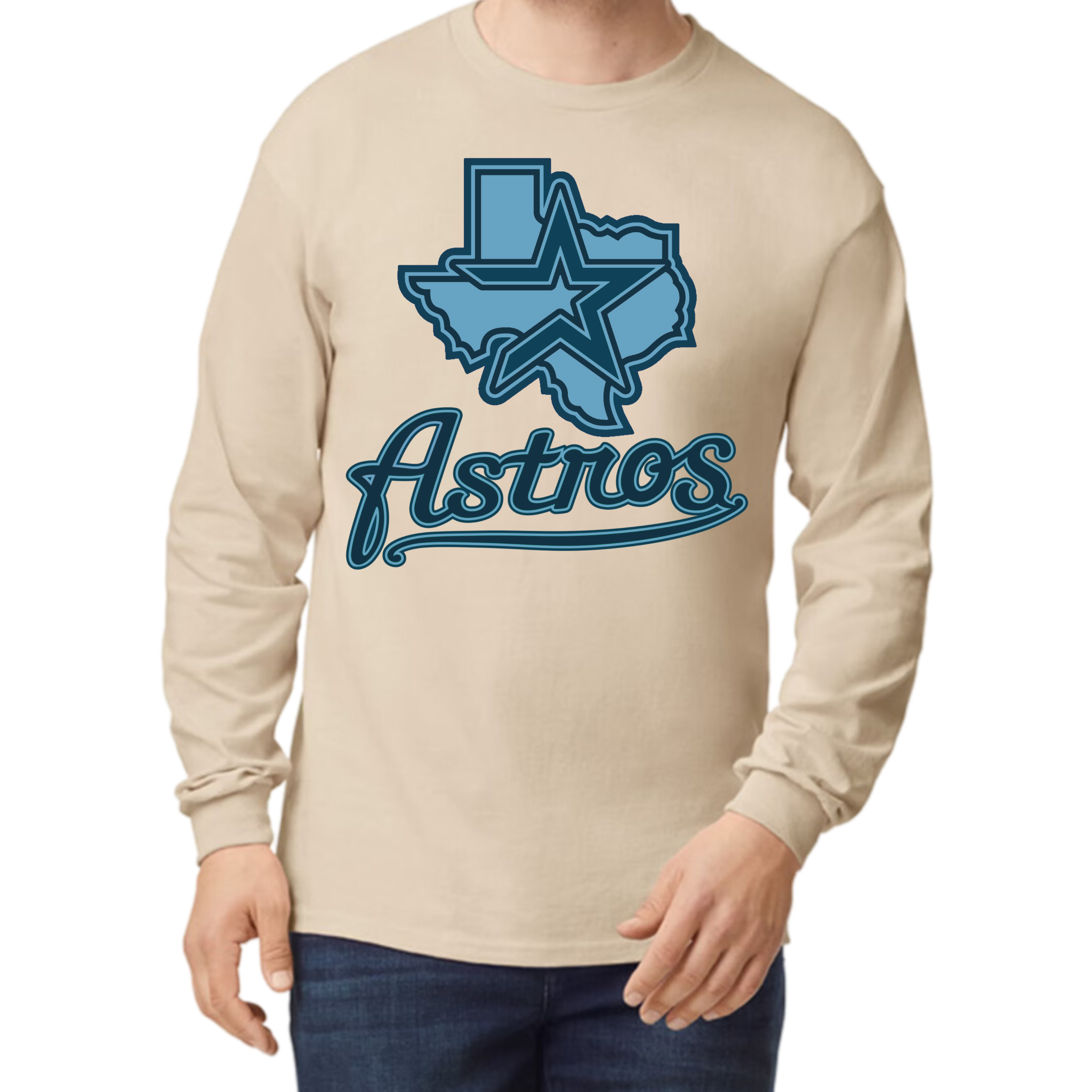 Blue Astros Long Sleeve - Sand