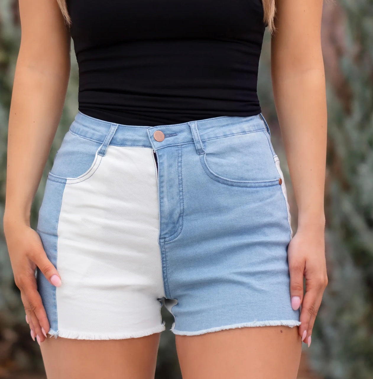 Denim Color Blocker Shorts