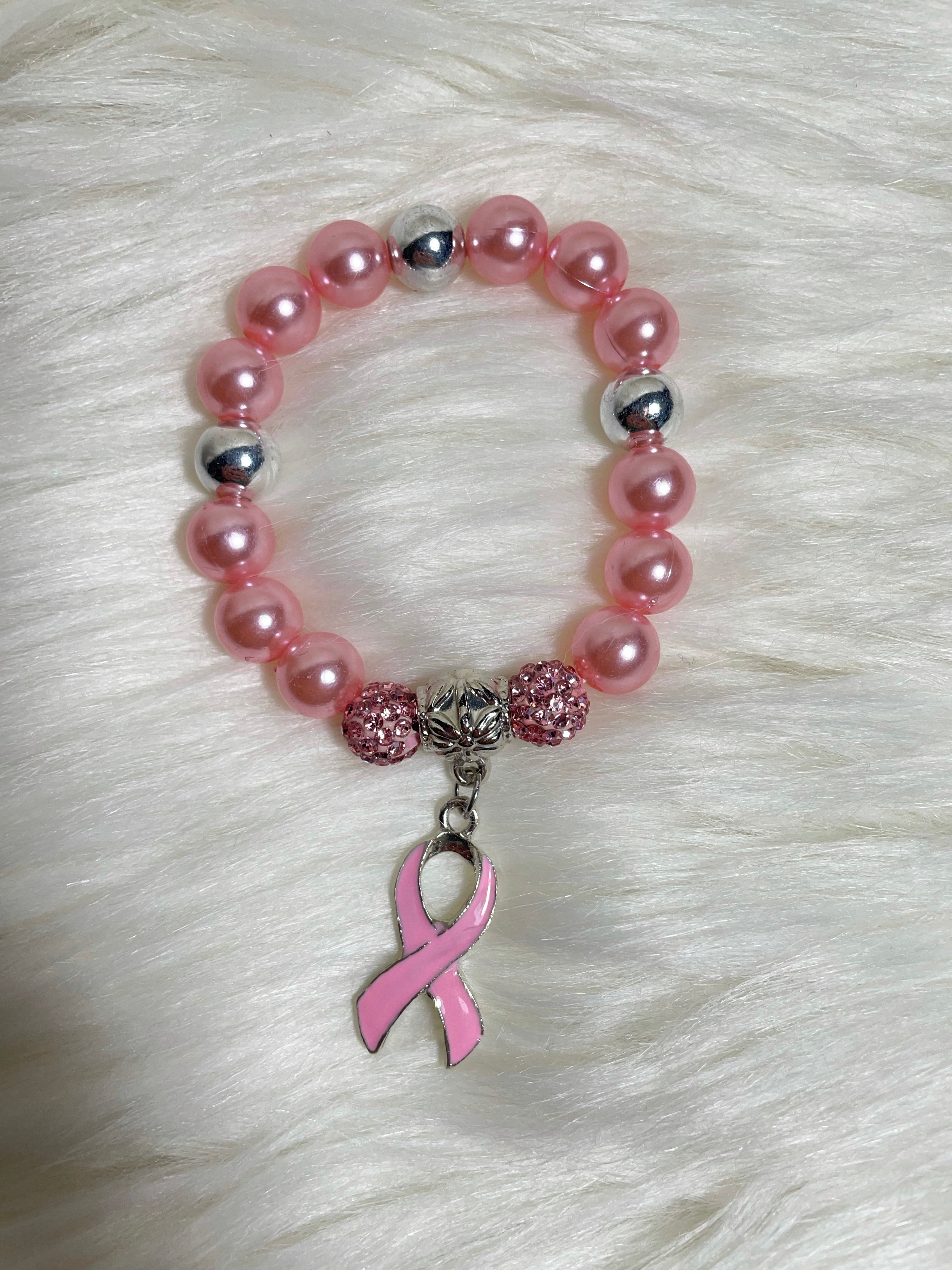 Breast Cancer Bracelet (pink & silver)