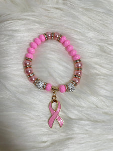 Breast Cancer Bracelet (white & gold)